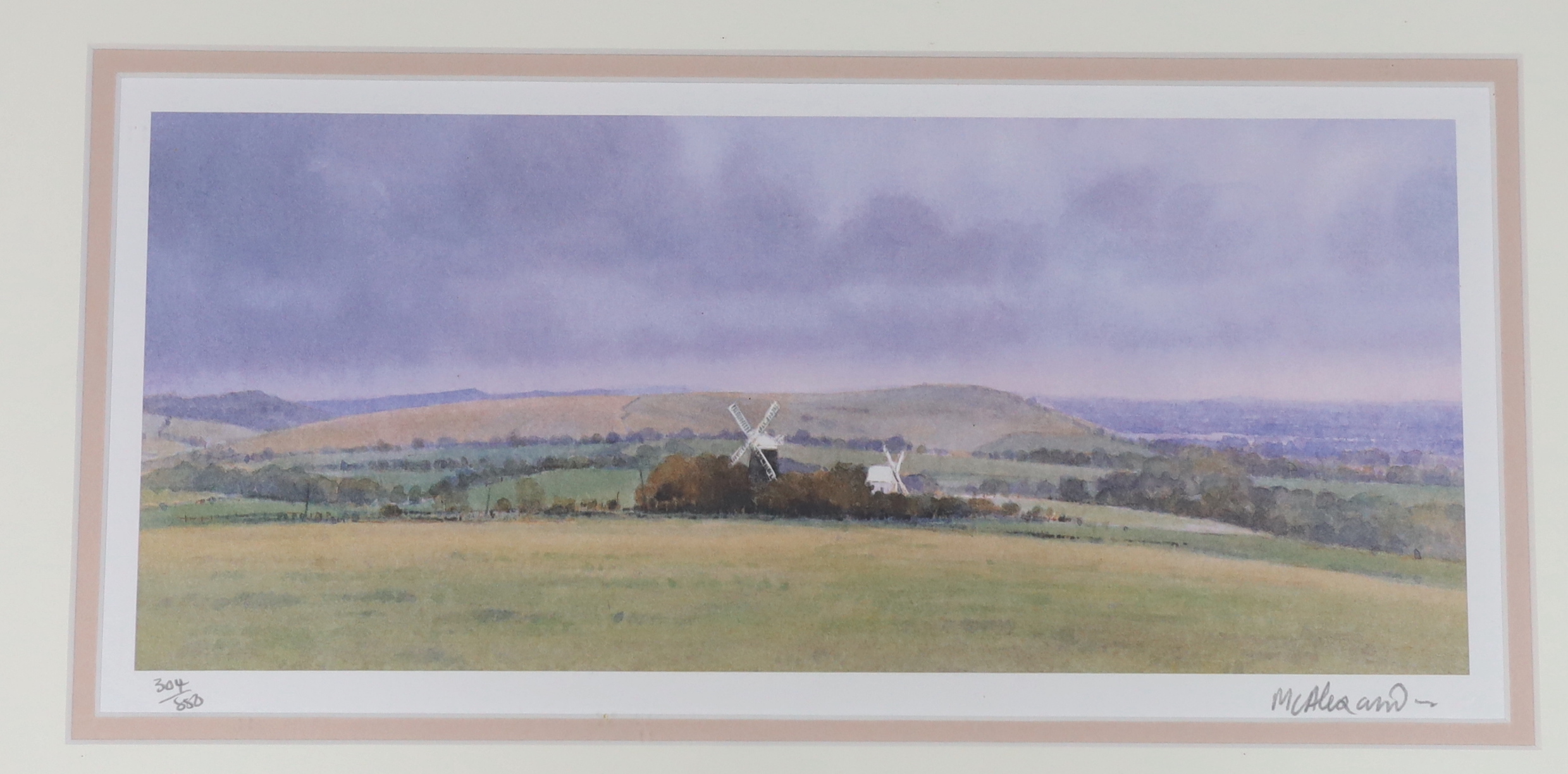 M.C. Alexander (20th. C) pair of pencil signed, limited edition colour prints, 'Jack & Jill Windmills', 15 x 33cm